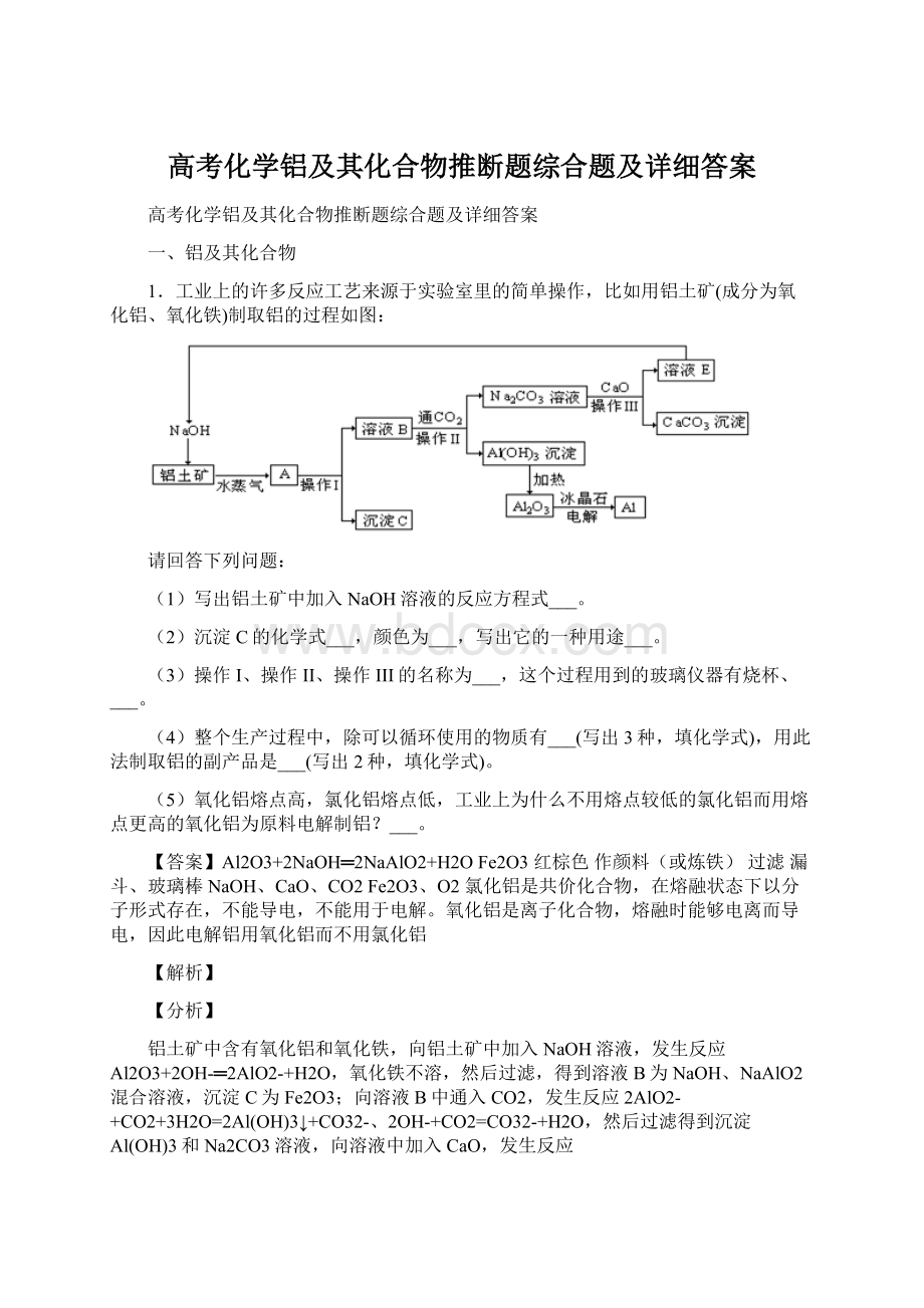 高考化学铝及其化合物推断题综合题及详细答案.docx