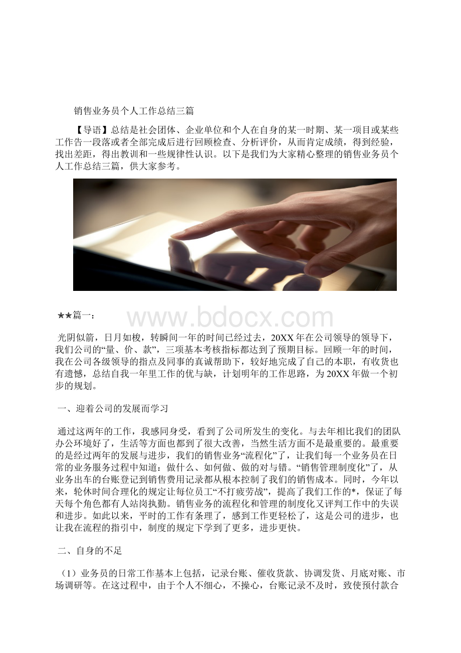 最新销售业务员个人工作总结工作总结文档六篇.docx_第3页