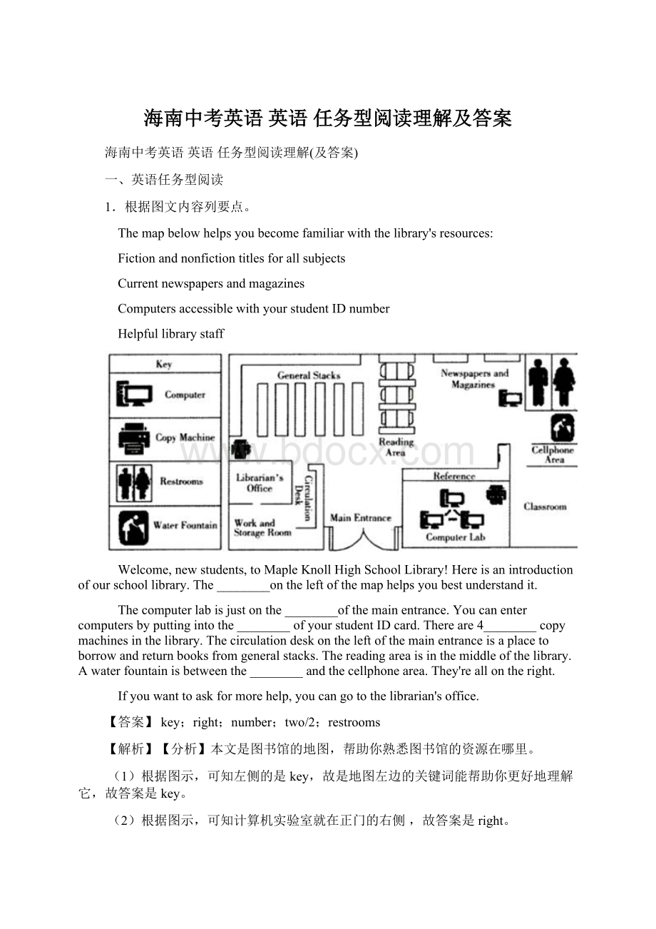 海南中考英语 英语 任务型阅读理解及答案Word文档格式.docx