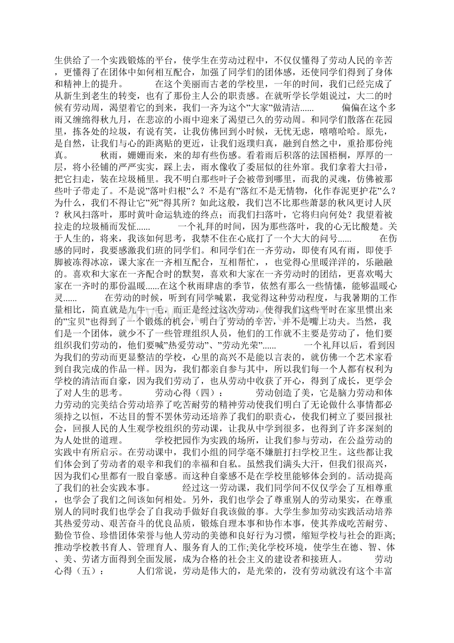 劳动心得20篇Word格式文档下载.docx_第2页