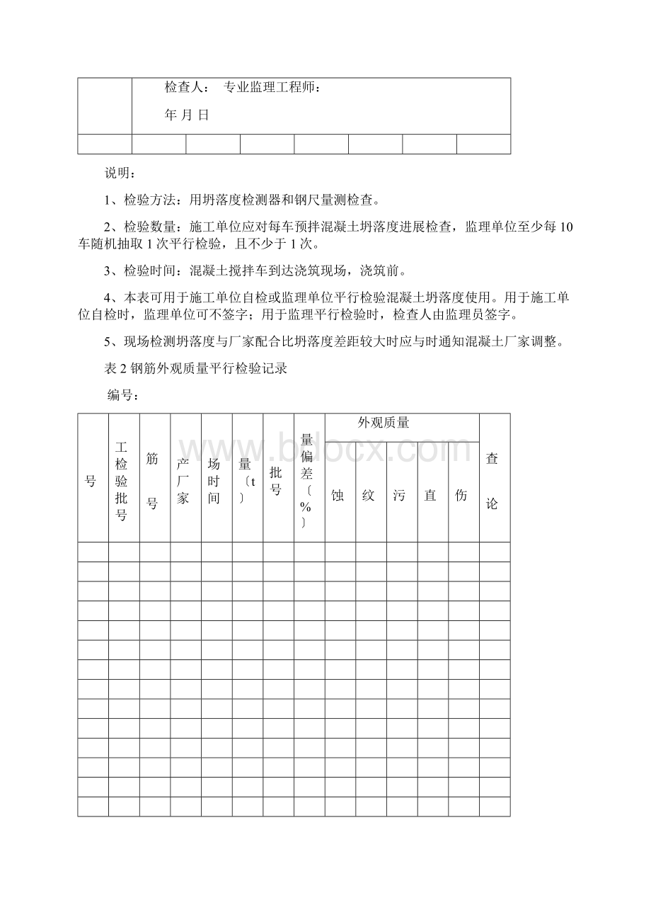 市政工程监理平行检验表格参考版Word格式.docx_第2页