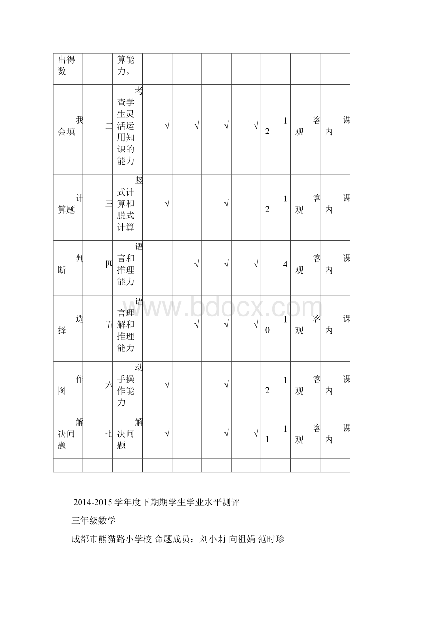 学年度三年级下期数学期末测试题Word文件下载.docx_第3页