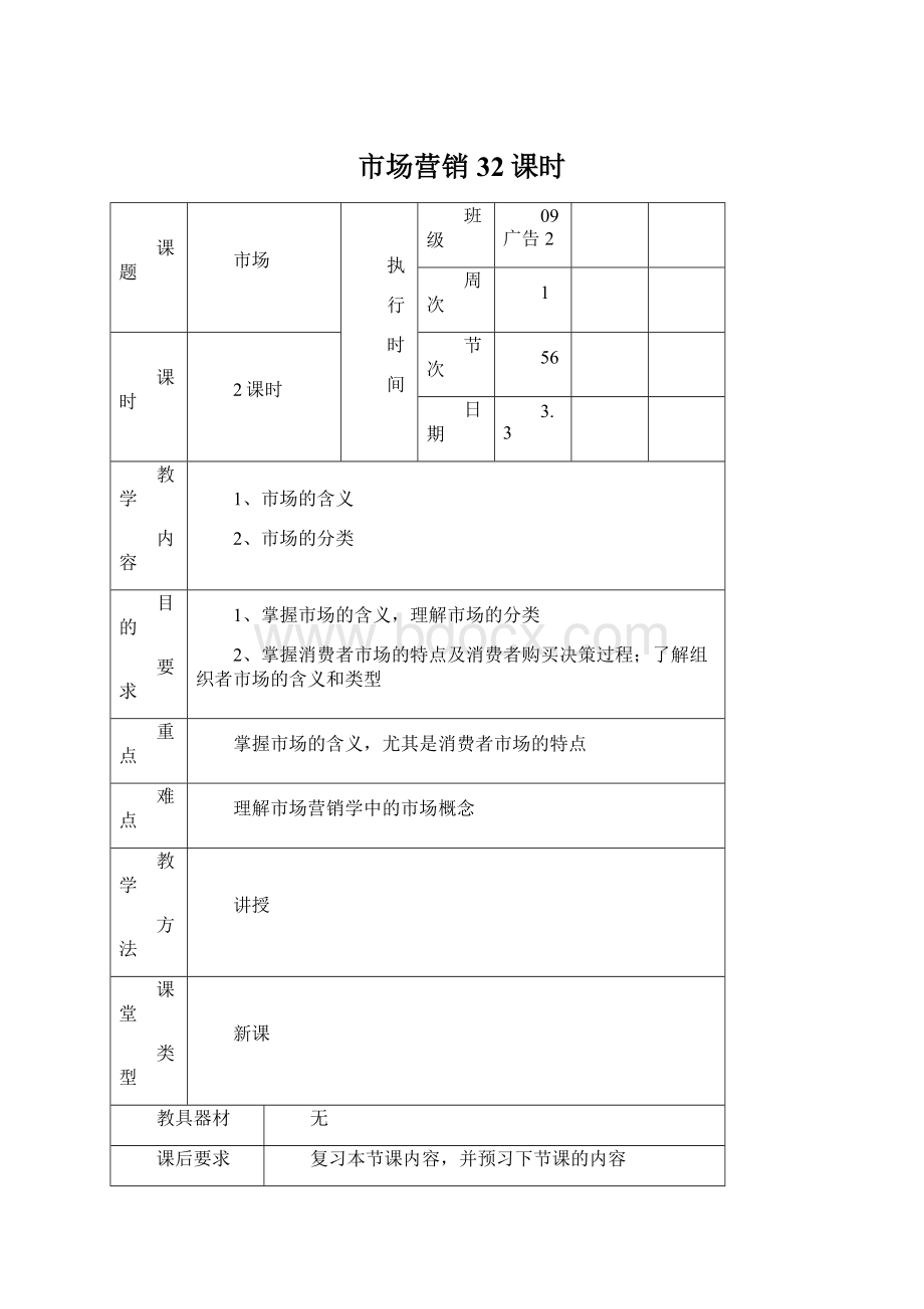 市场营销32课时文档格式.docx