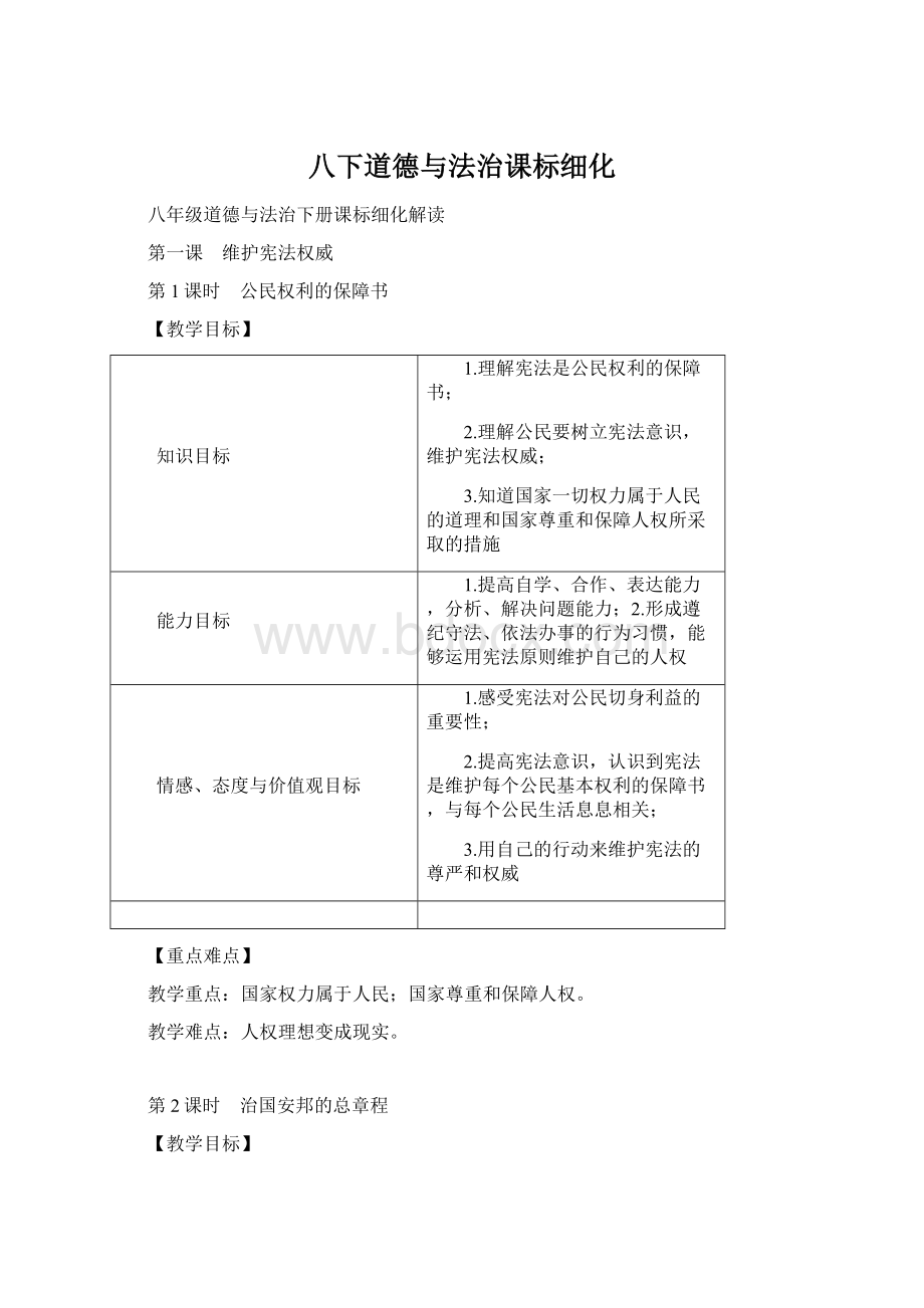 八下道德与法治课标细化Word文档格式.docx