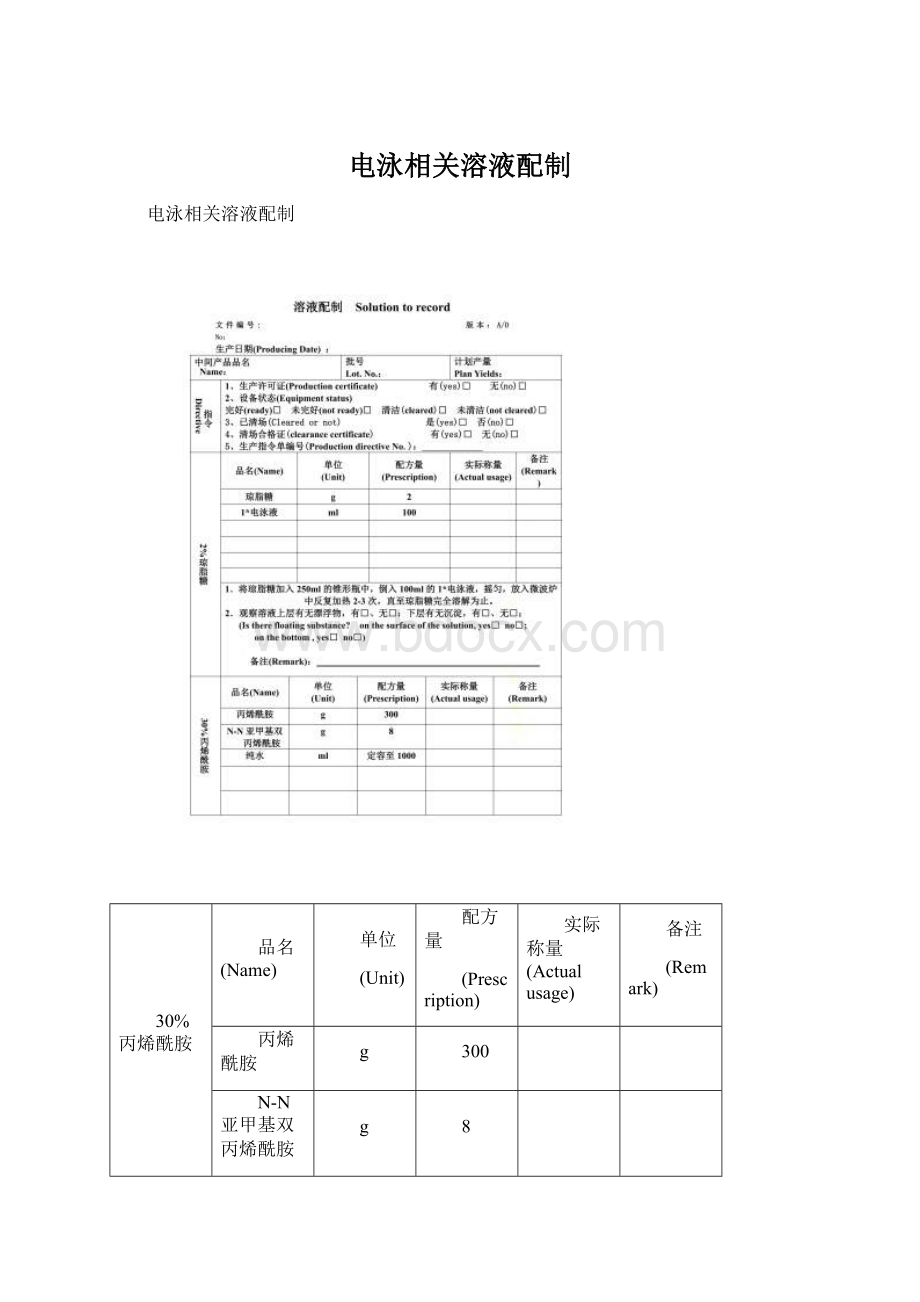 电泳相关溶液配制.docx