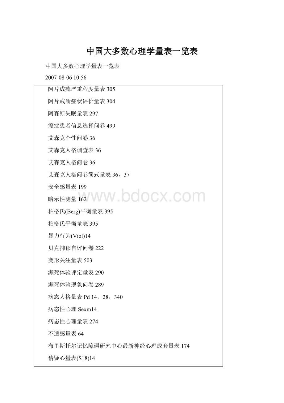 中国大多数心理学量表一览表.docx