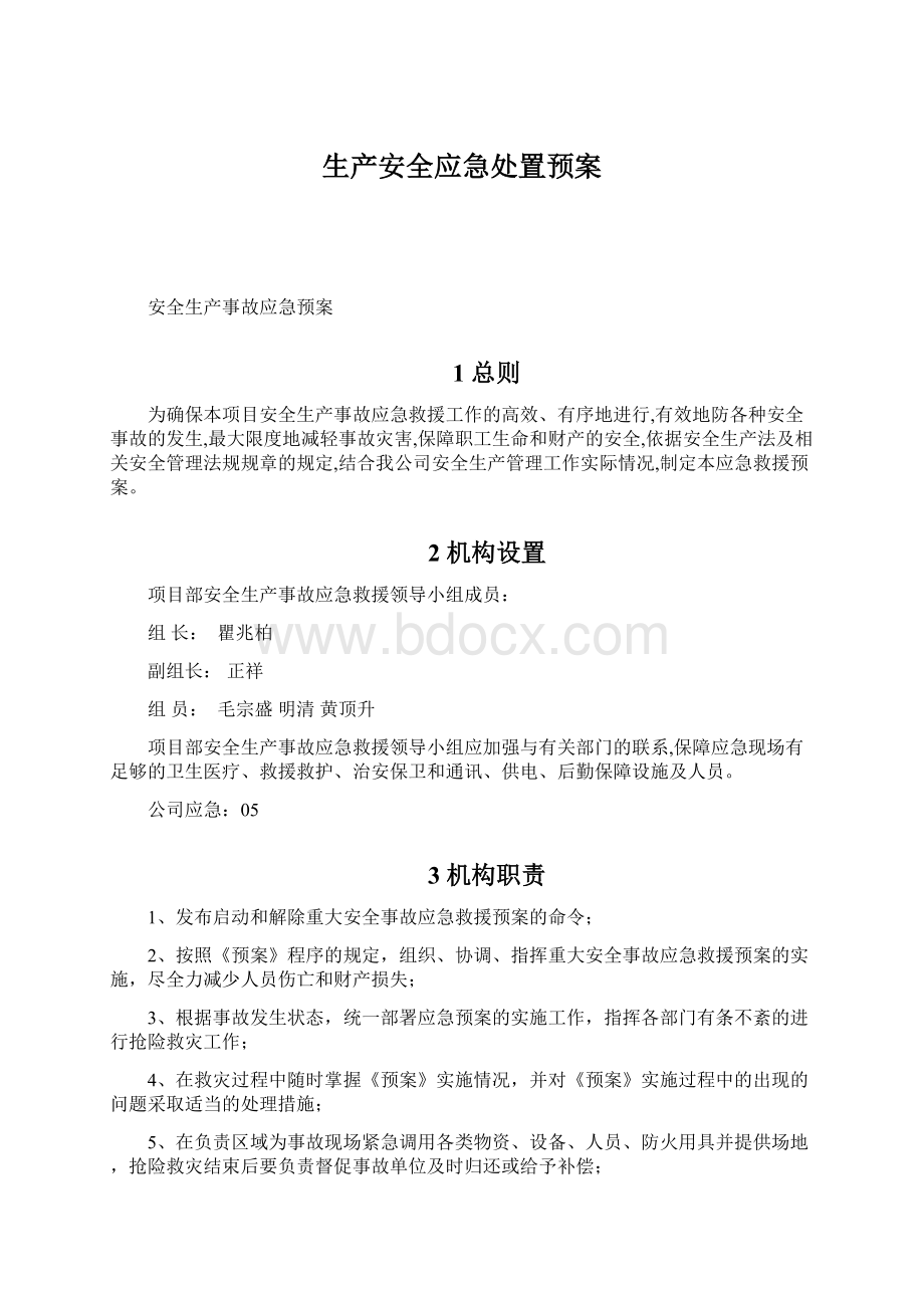 生产安全应急处置预案Word格式.docx_第1页