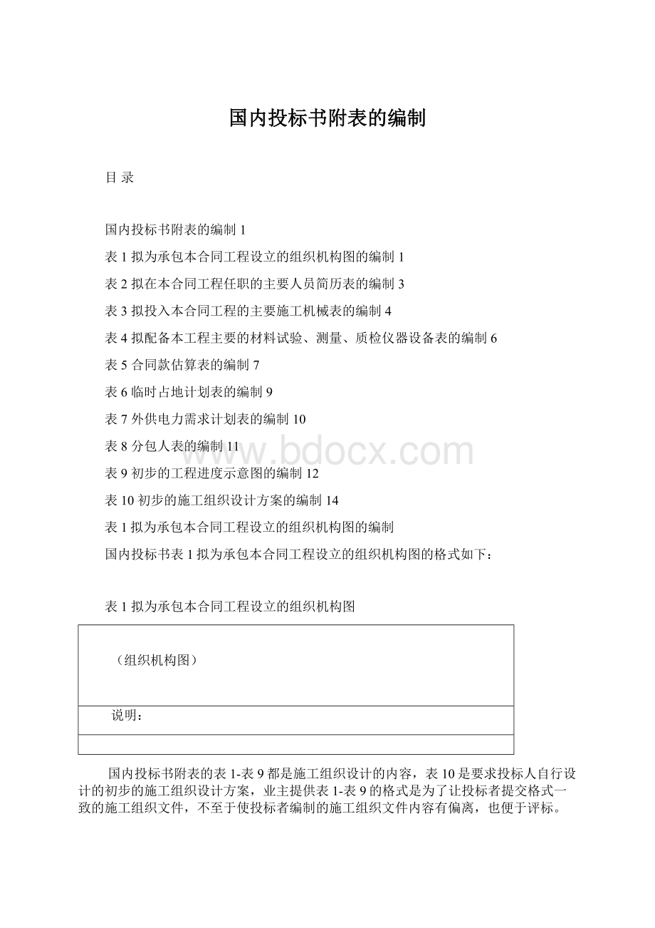 国内投标书附表的编制.docx_第1页