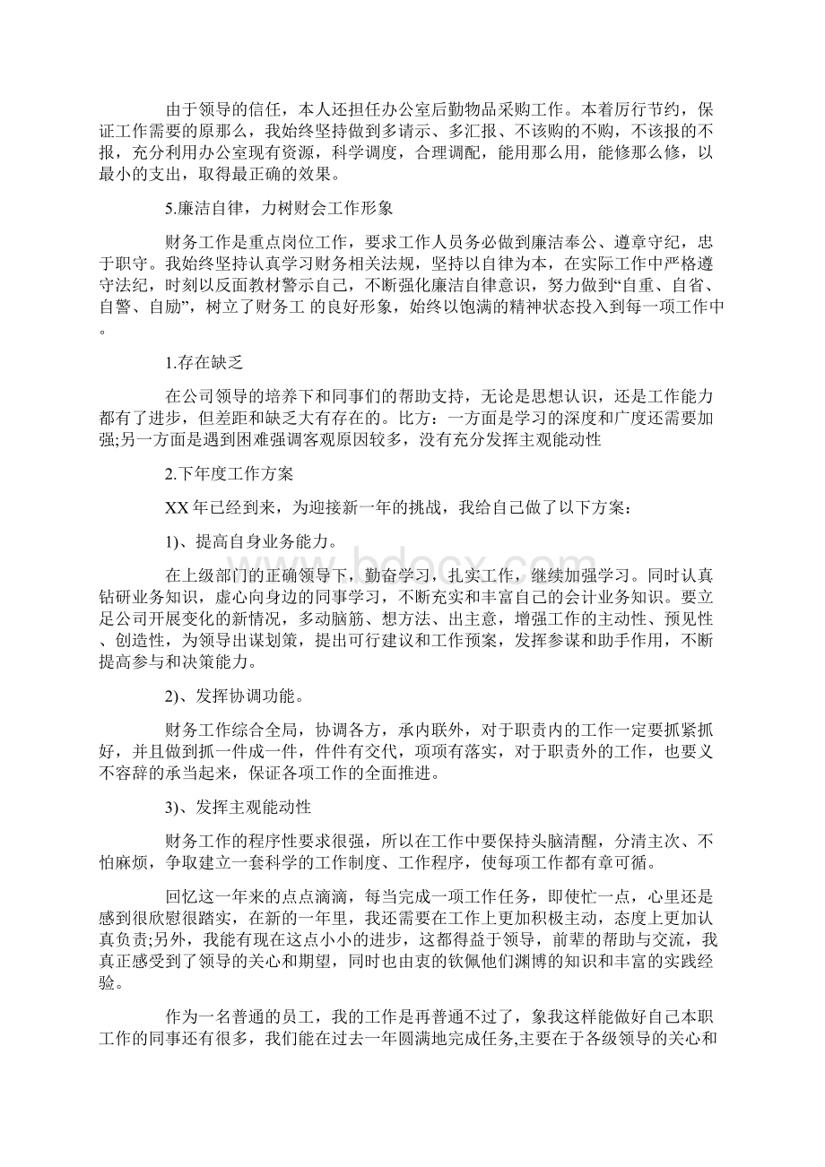 财务出纳年终工作总结模板集锦5篇文档格式.docx_第2页