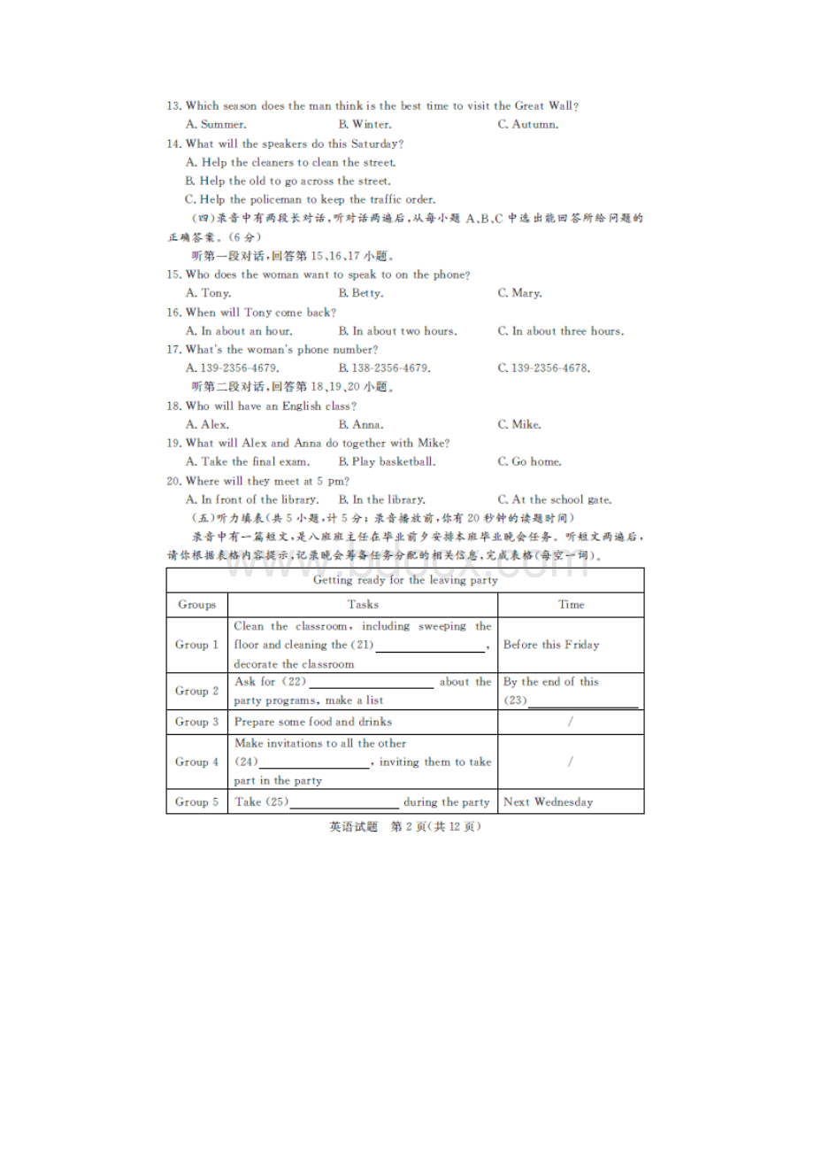 山东省德州市中考英语试题有答案Word文档下载推荐.docx_第2页