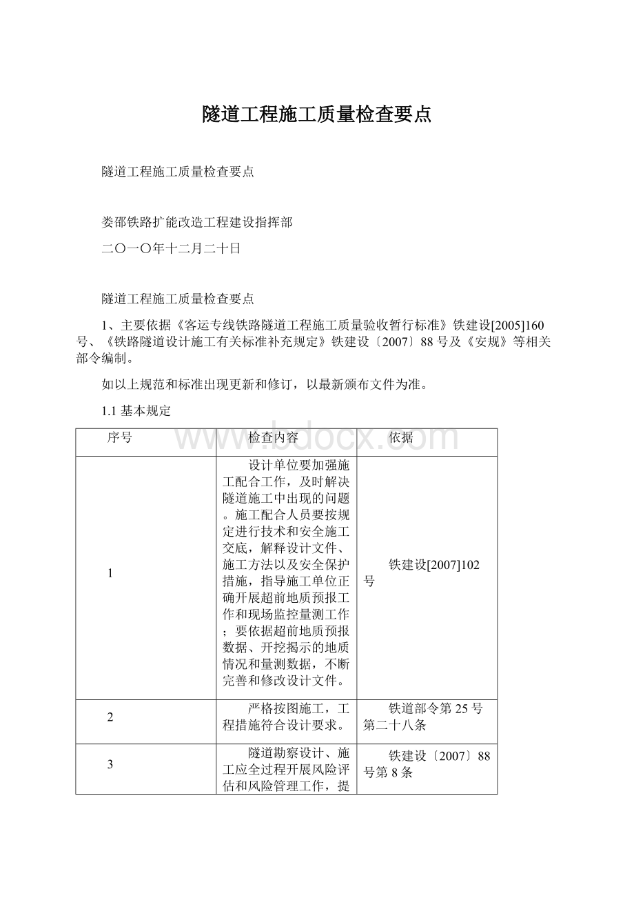 隧道工程施工质量检查要点.docx_第1页