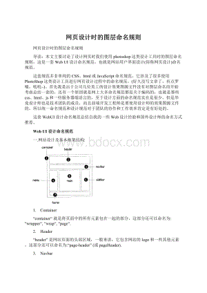 网页设计时的图层命名规则Word格式文档下载.docx