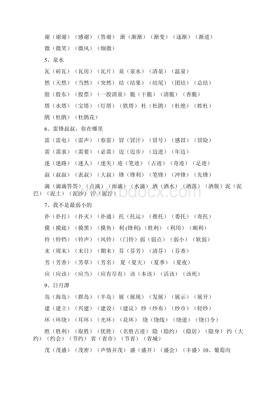 人教版语文二年级下册生字组词表打印版.docx_第2页