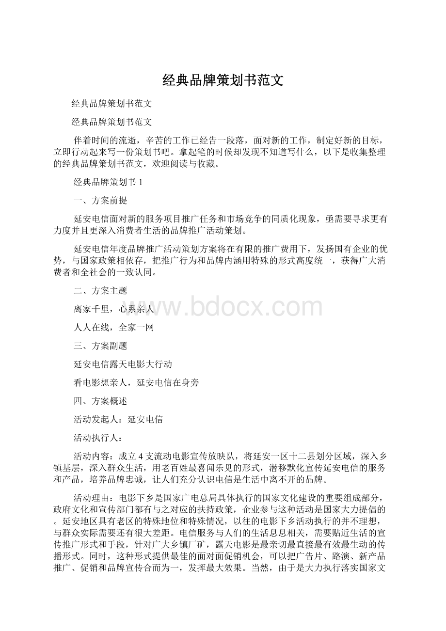 经典品牌策划书范文Word格式.docx_第1页