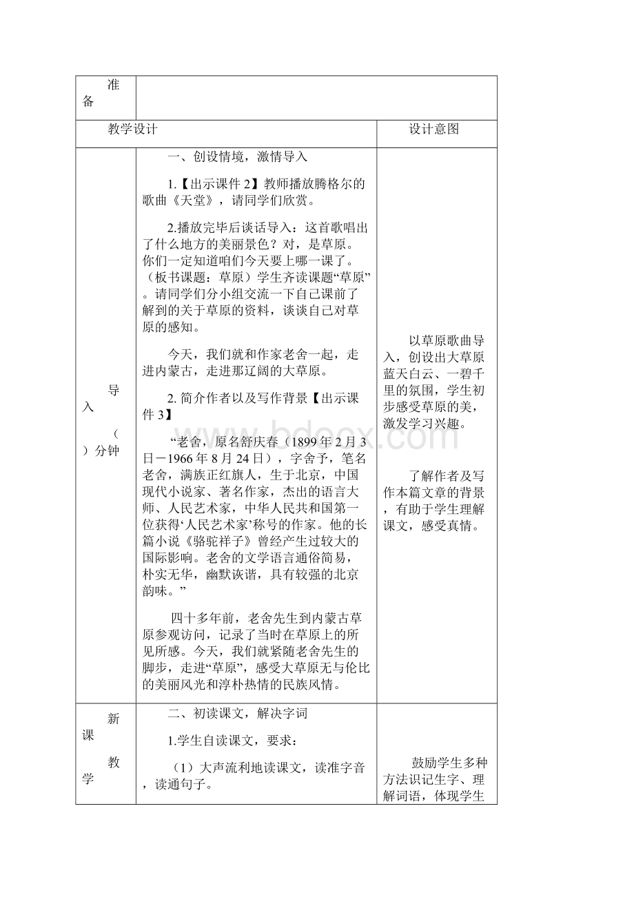 小学教育人教部编版小学语文六年级上册1草原教案精品课教案创意教学设计文档格式.docx_第2页