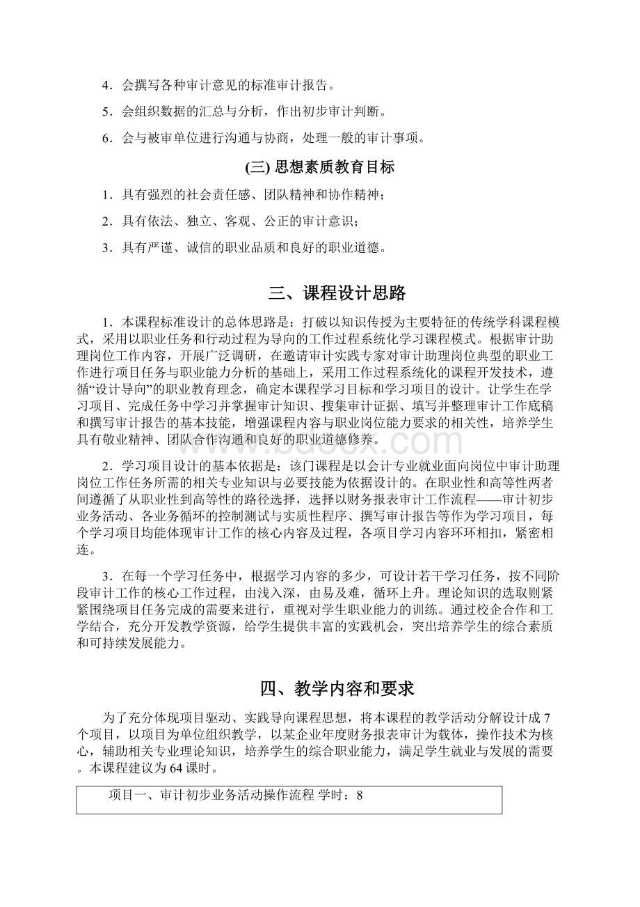 《审计理论与实务》学习领域课程标准Word文件下载.docx_第2页