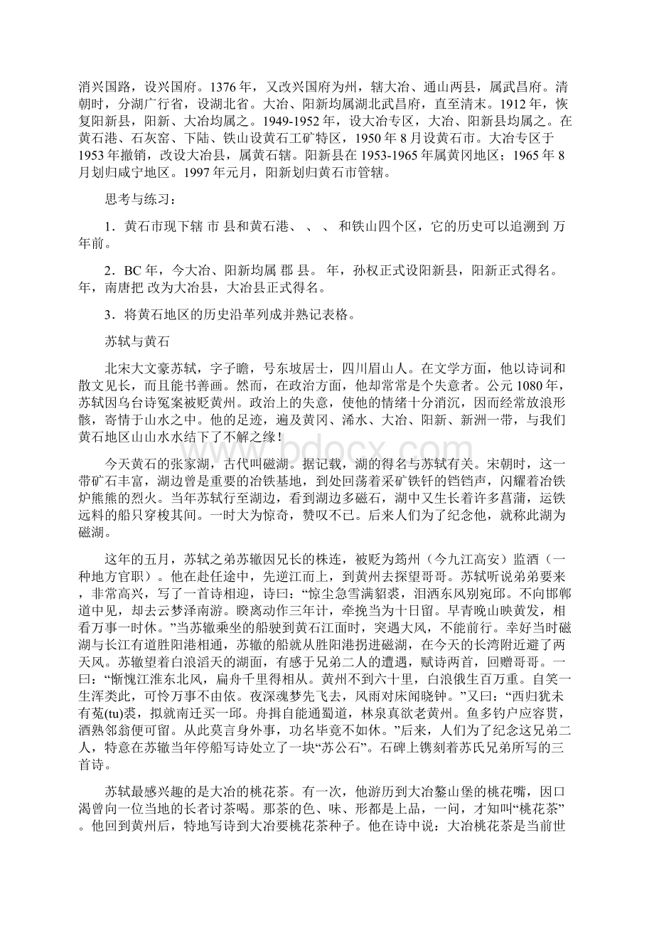 湖北黄石中考历史复习黄石地方史Word格式文档下载.docx_第2页