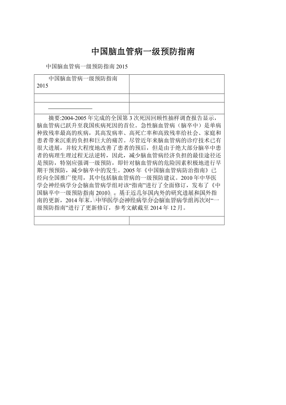 中国脑血管病一级预防指南Word文件下载.docx