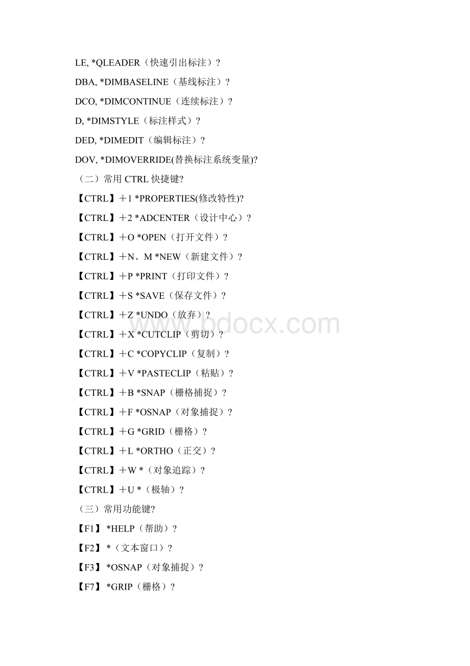 天正建筑常用快捷键文档格式.docx_第3页