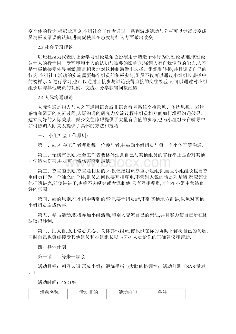 精神疾病患者小组社工活动计划书.docx_第2页