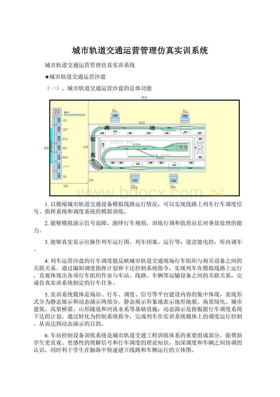 城市轨道交通运营管理仿真实训系统文档格式.docx