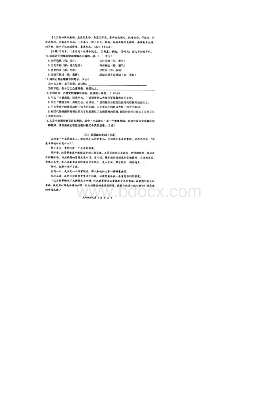 湖北省安陆市孝南区届九年级语文下学期期中调研考试试题.docx_第3页