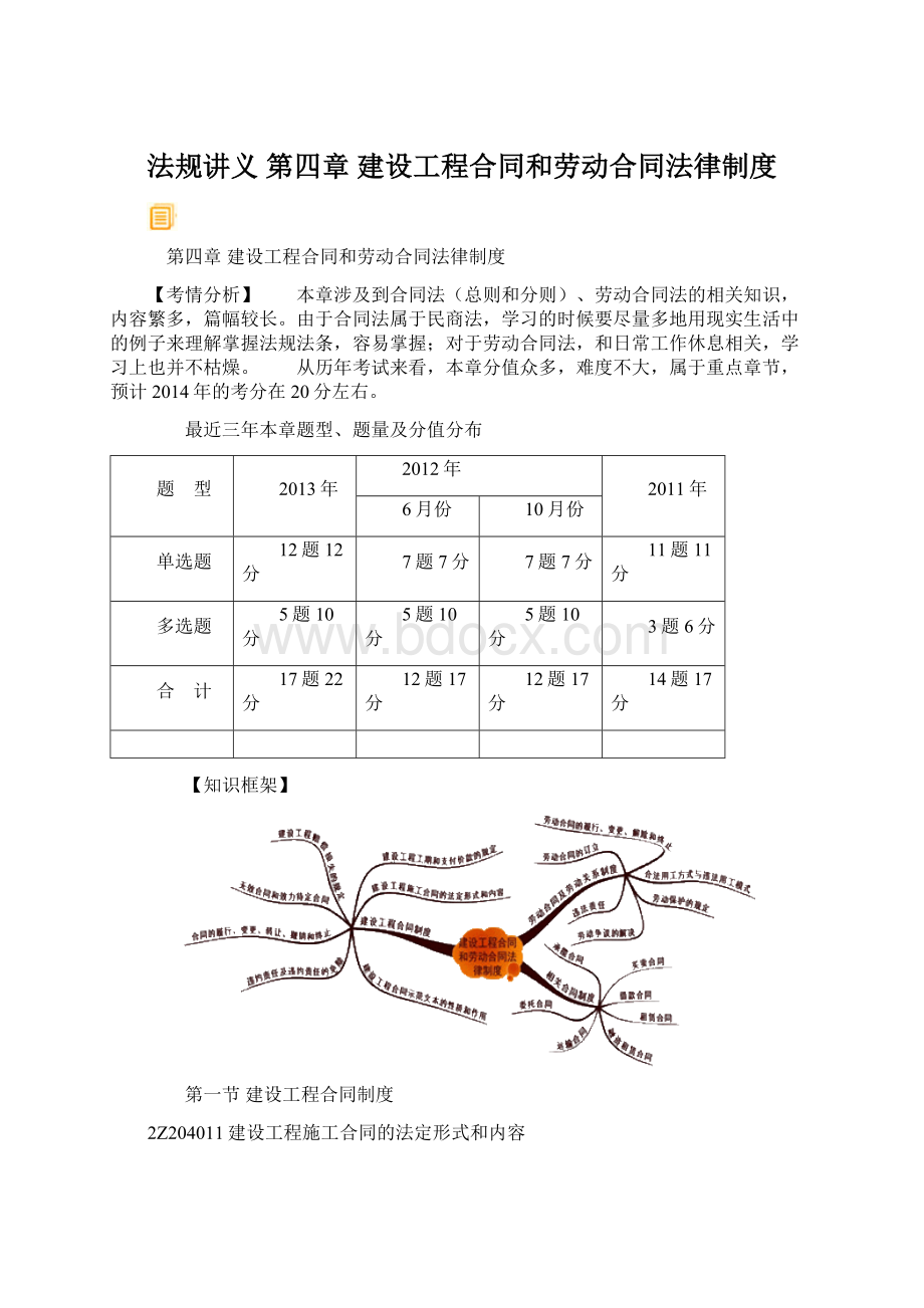 法规讲义 第四章 建设工程合同和劳动合同法律制度Word文件下载.docx