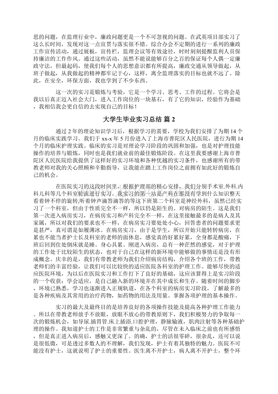 关于大学生毕业实习总结模板汇编九篇.docx_第3页