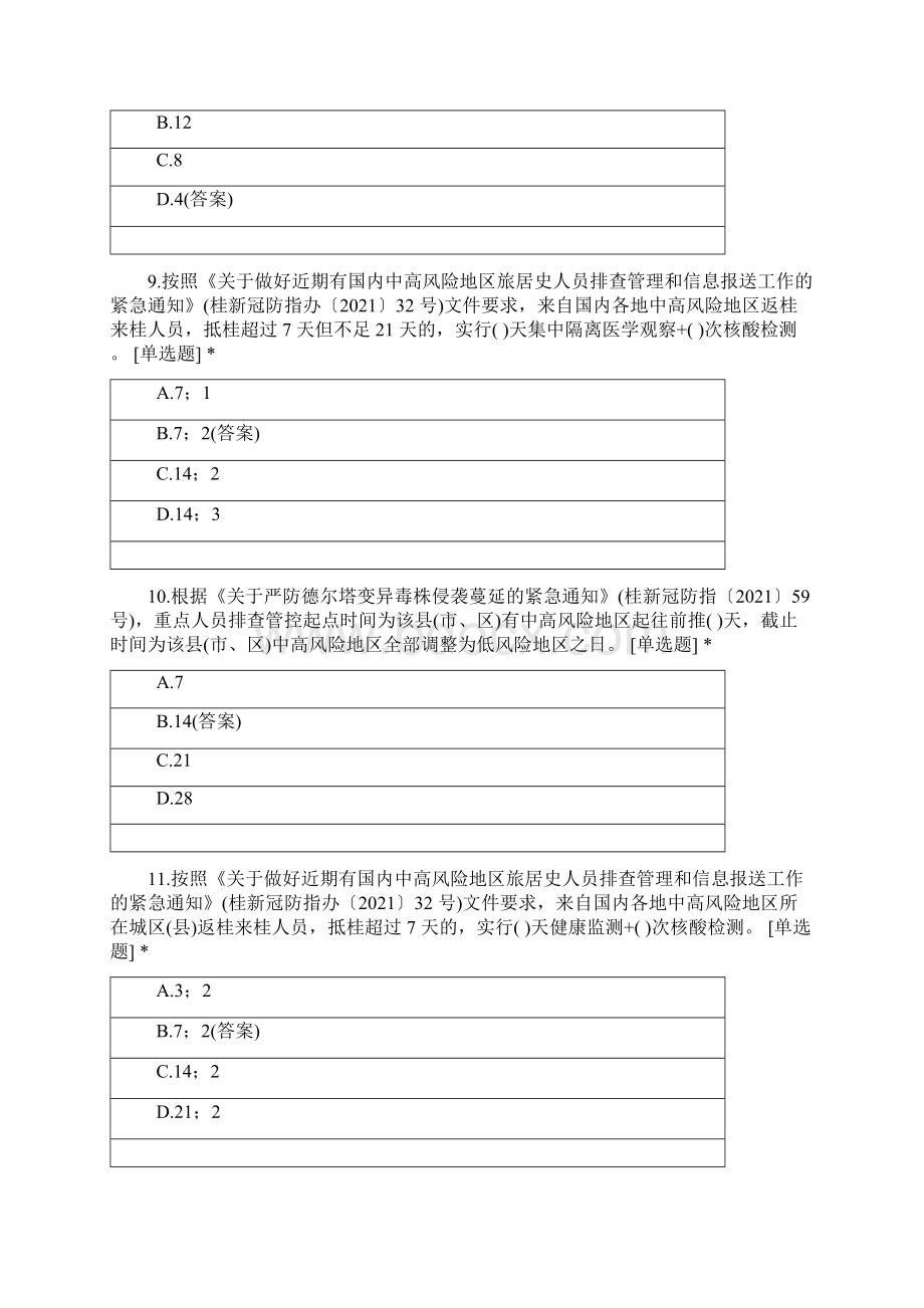 份全院工作人员新冠肺炎疫情防控知识培训考核Word下载.docx_第3页