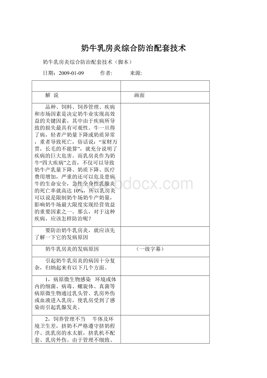 奶牛乳房炎综合防治配套技术文档格式.docx