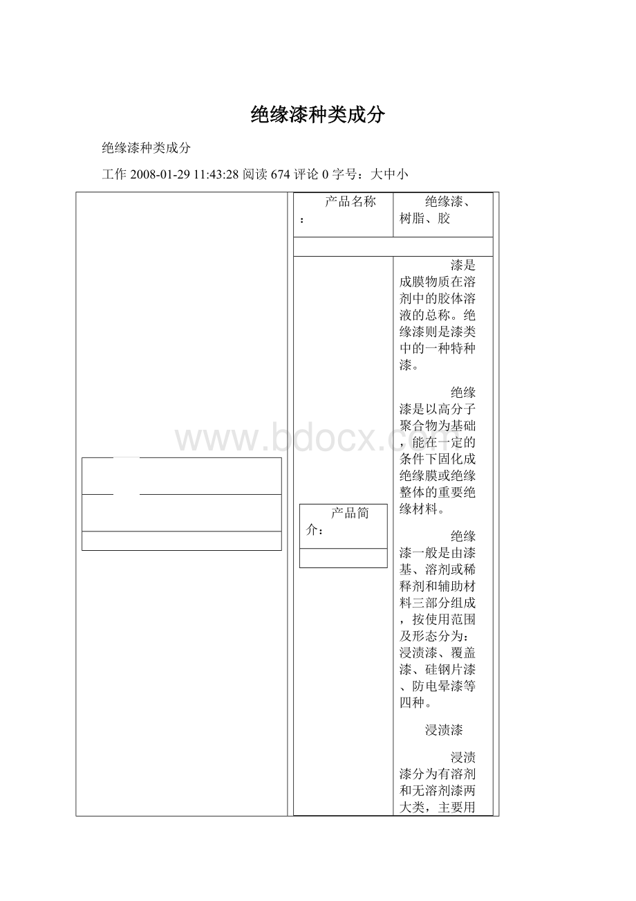 绝缘漆种类成分.docx