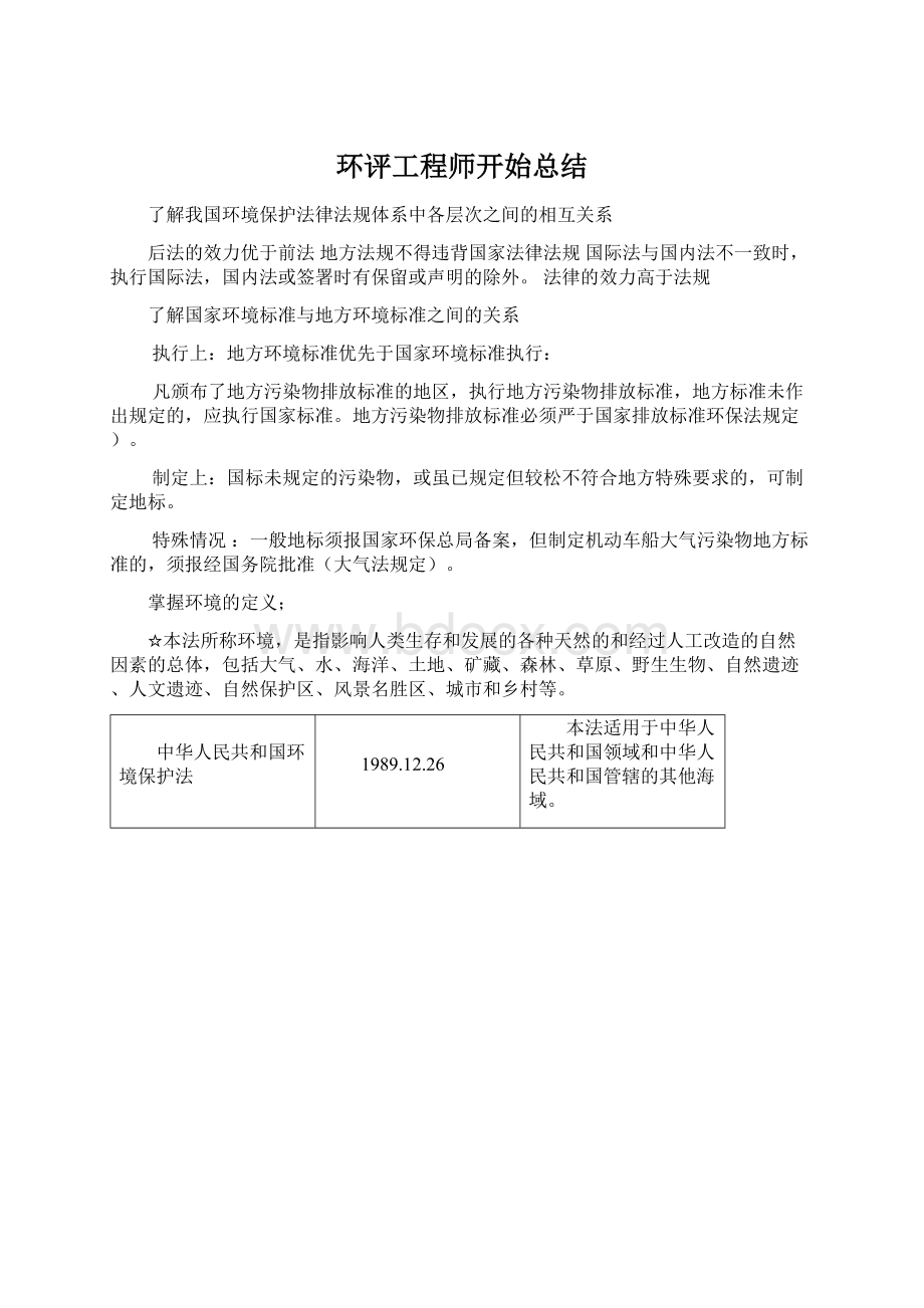 环评工程师开始总结Word文档下载推荐.docx