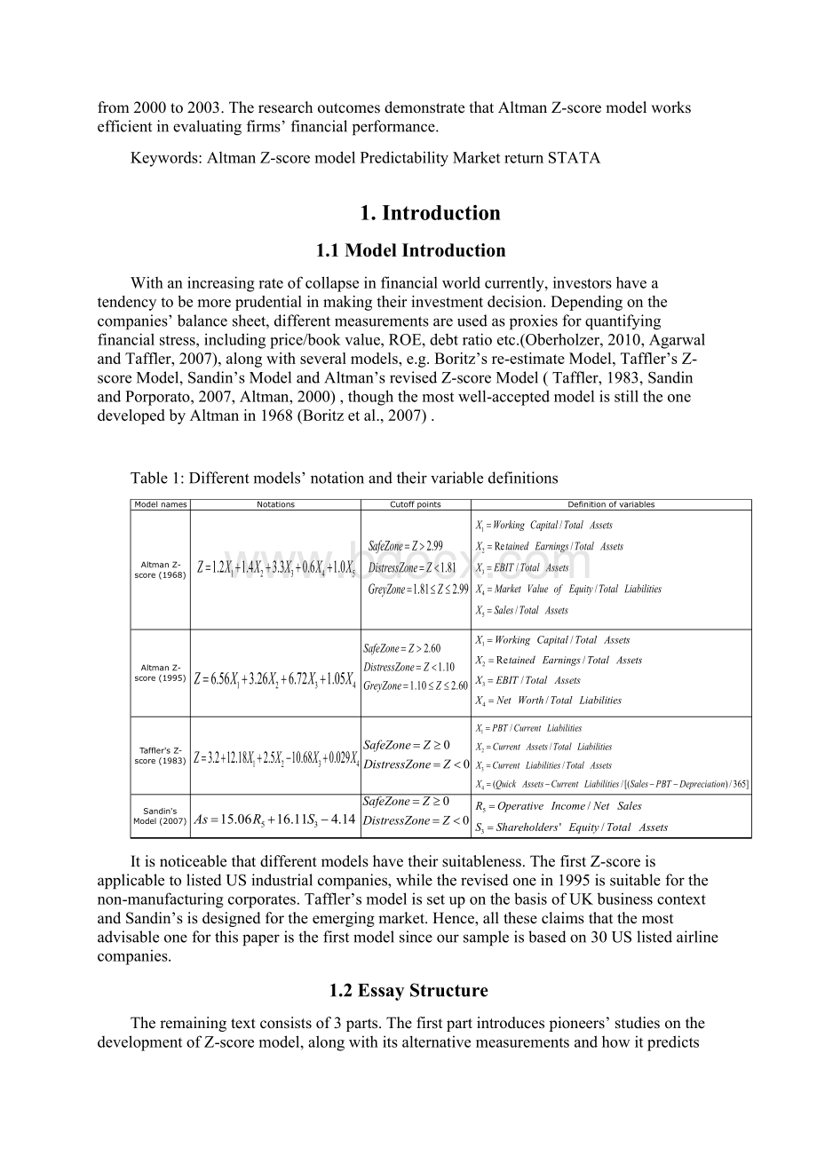 The predictability of Zscore model on stock returns a perspective of US listed companies文档格式.docx_第2页