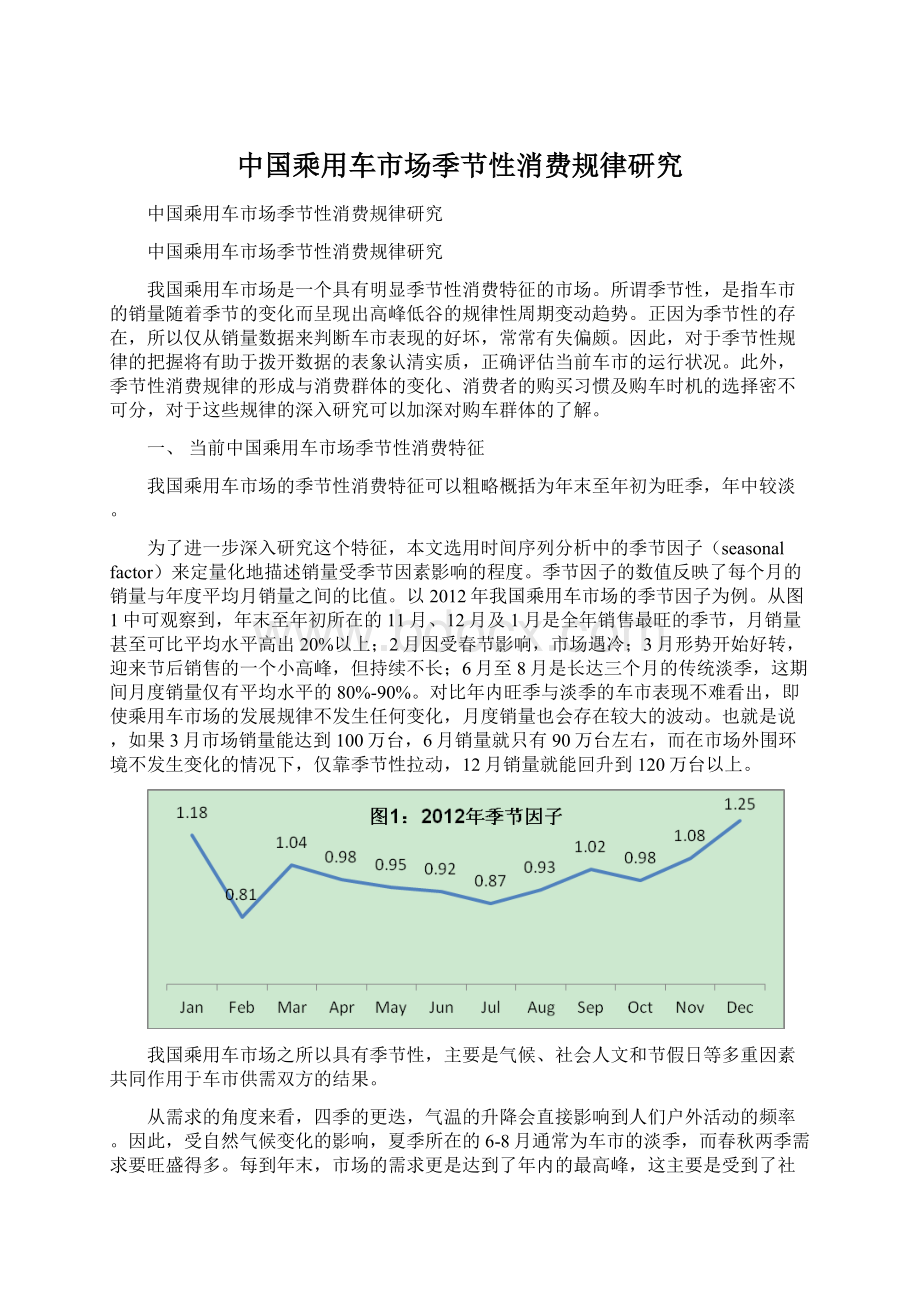 中国乘用车市场季节性消费规律研究Word格式文档下载.docx