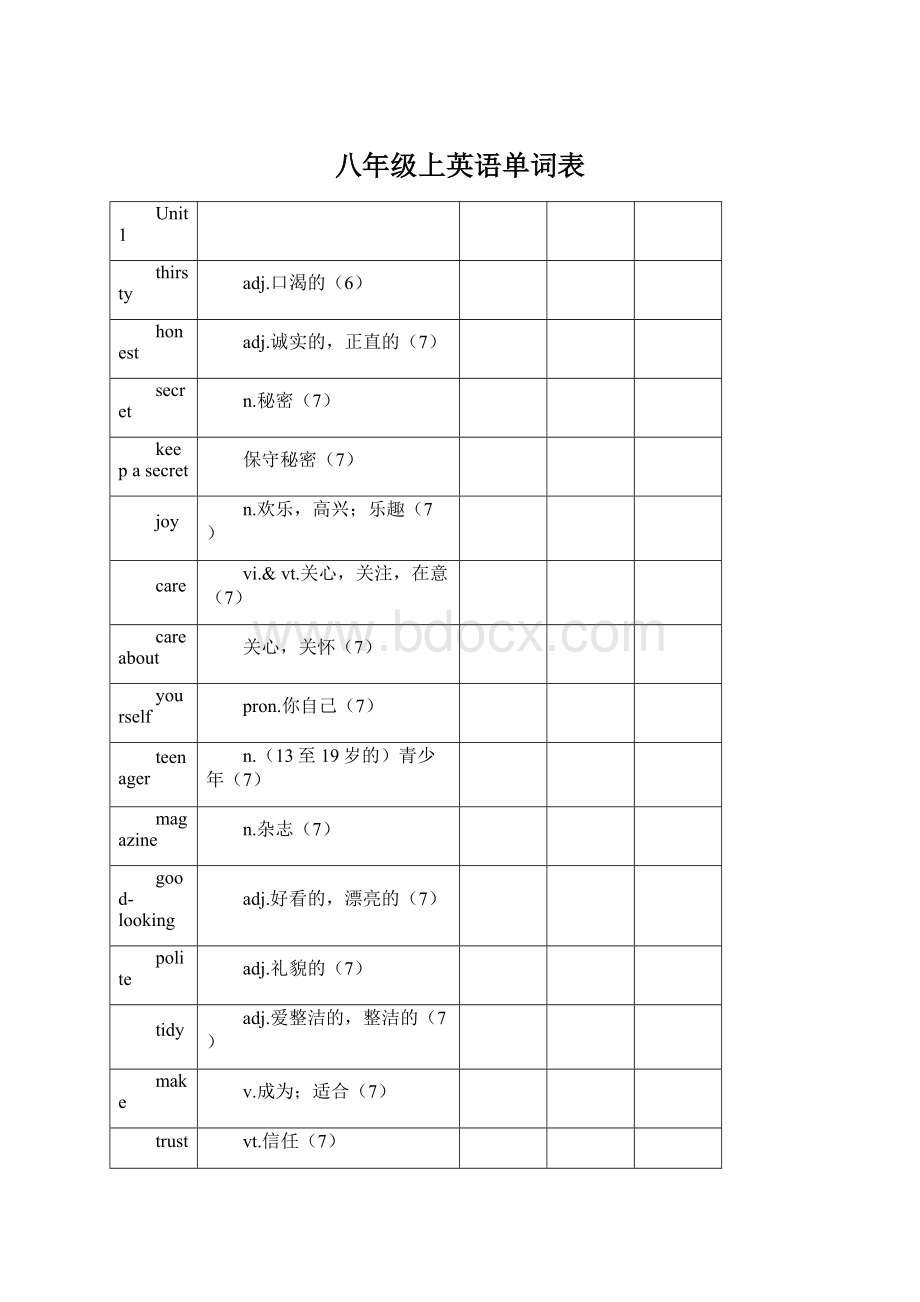 八年级上英语单词表Word文档下载推荐.docx_第1页