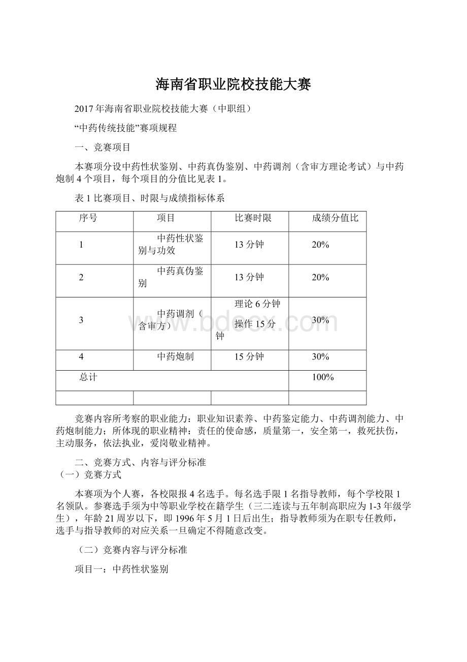 海南省职业院校技能大赛Word格式.docx