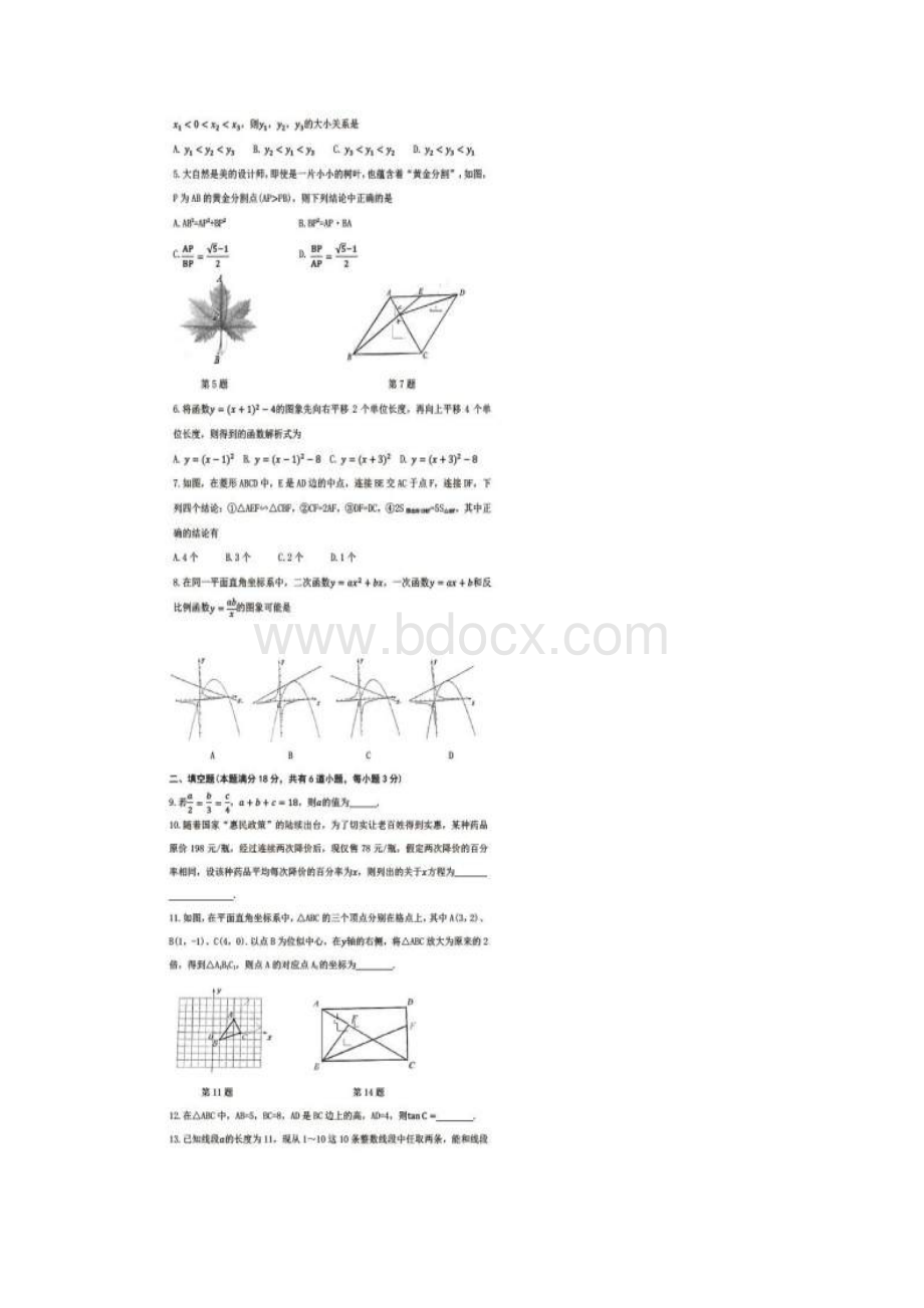 青岛市南区秋九年级数学上学期期末试题卷附答案解析Word格式.docx_第2页