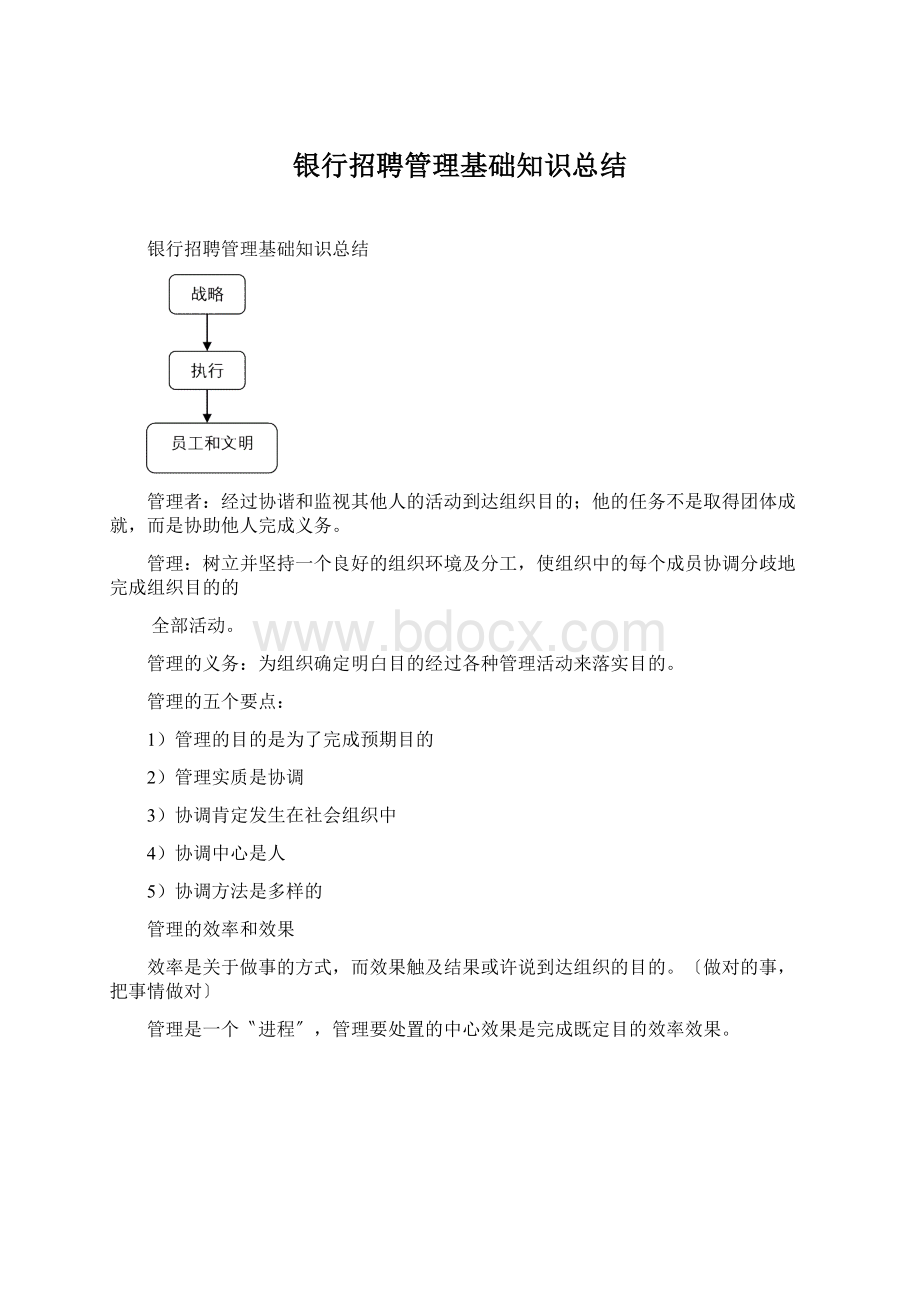 银行招聘管理基础知识总结文档格式.docx_第1页