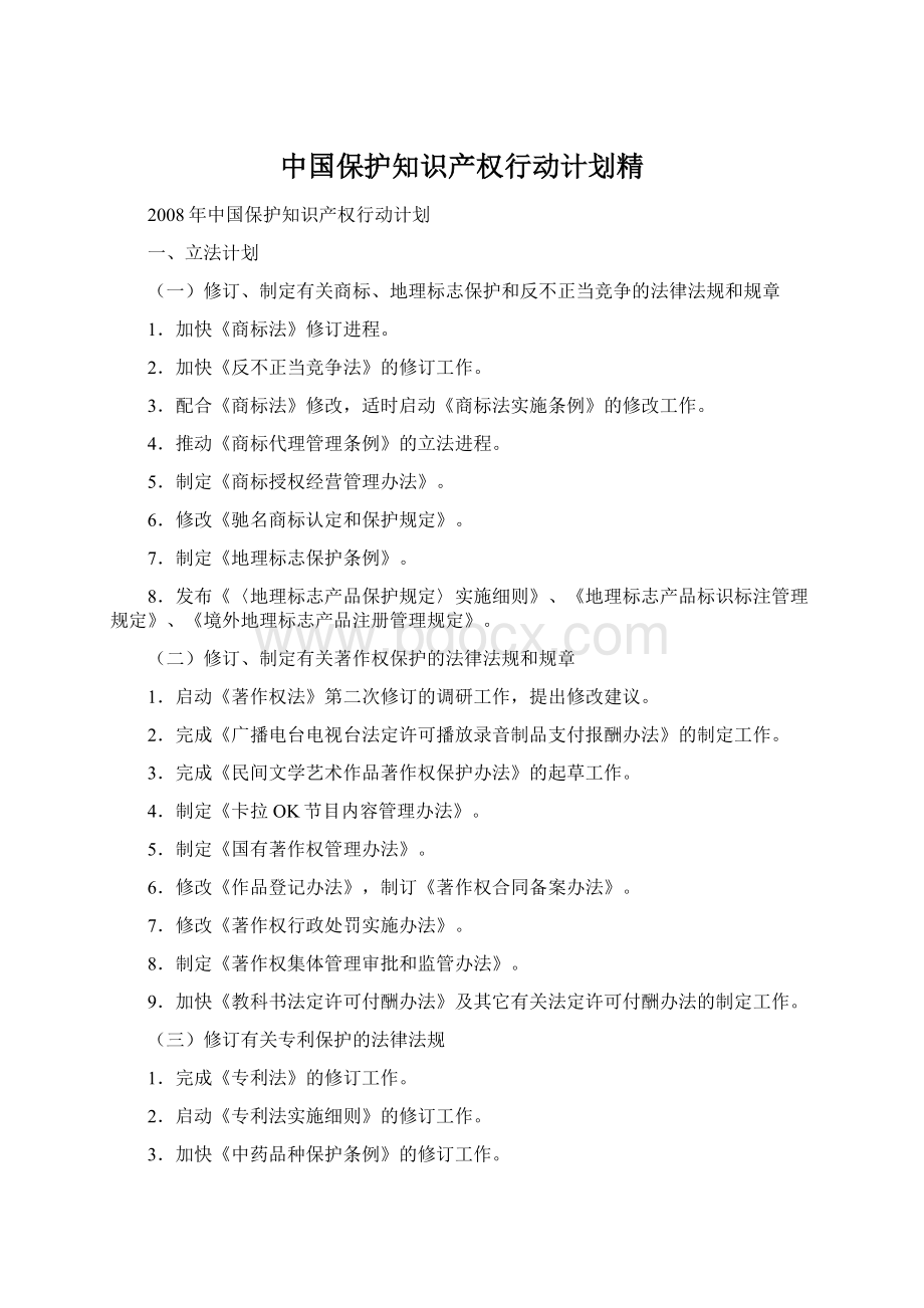 中国保护知识产权行动计划精Word文档格式.docx_第1页