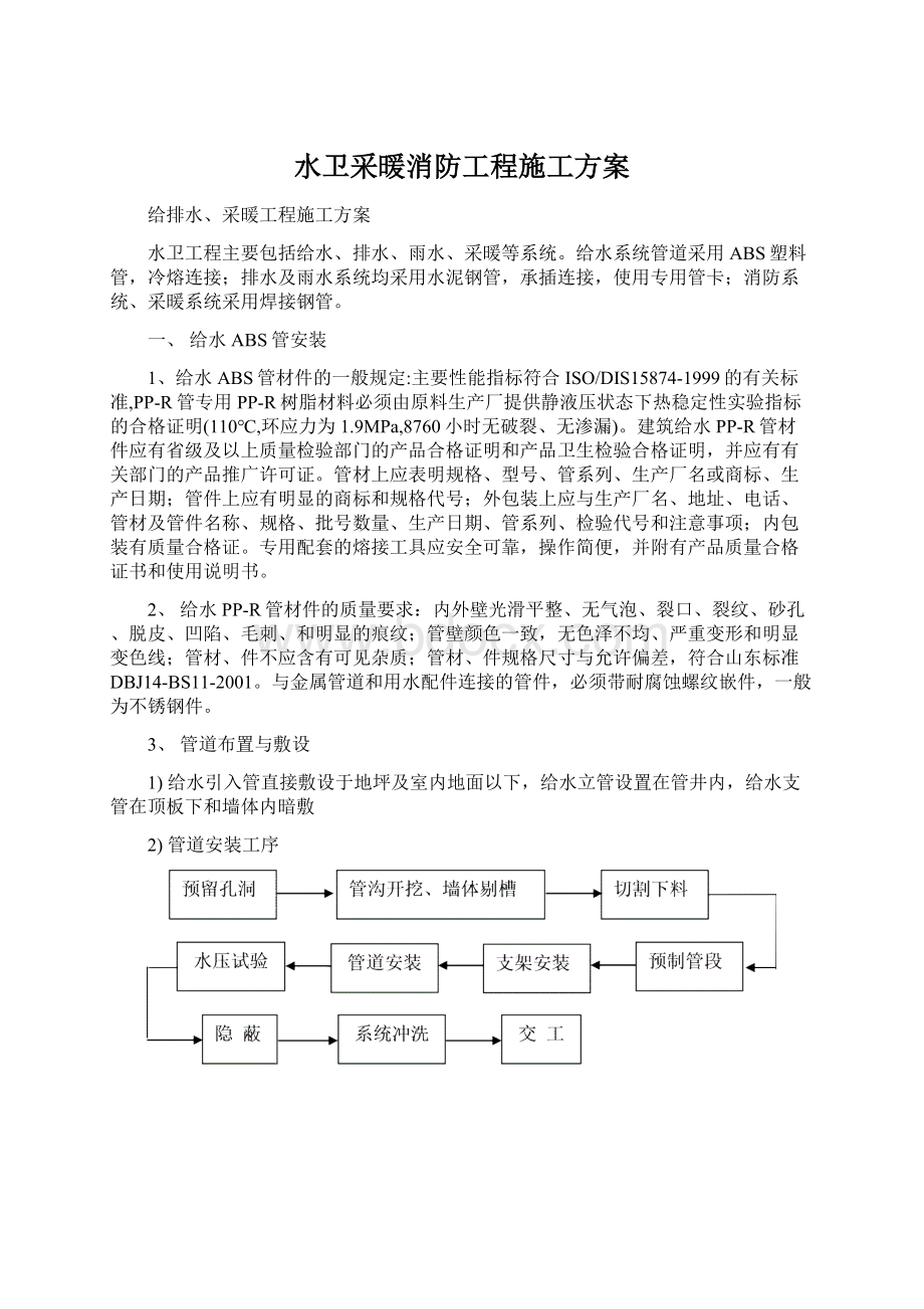 水卫采暖消防工程施工方案Word文档格式.docx_第1页