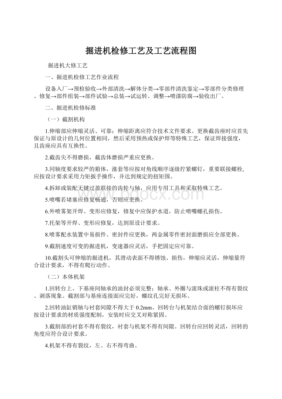 掘进机检修工艺及工艺流程图.docx_第1页