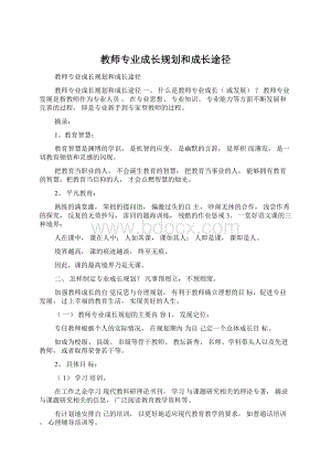 教师专业成长规划和成长途径文档格式.docx