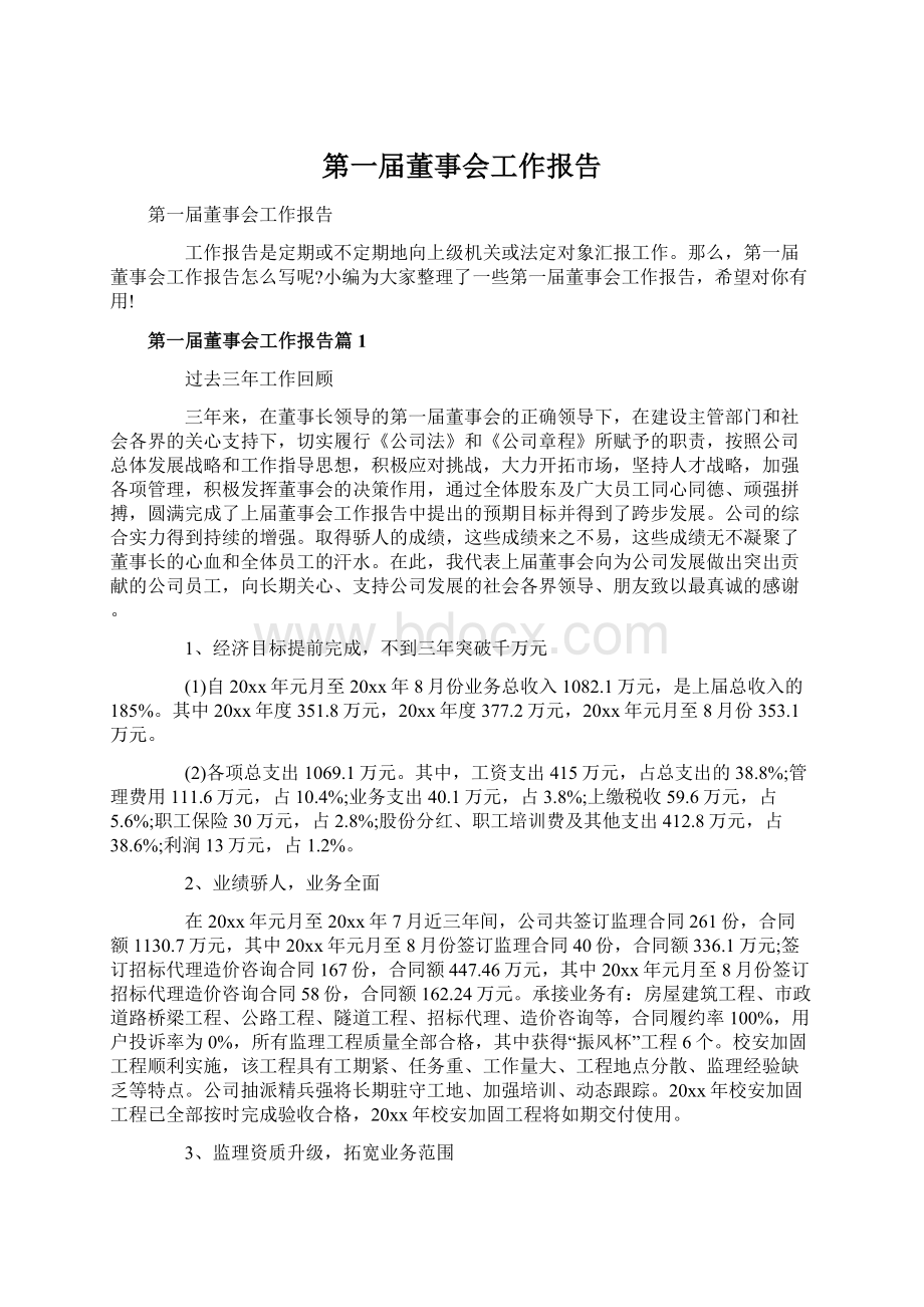 第一届董事会工作报告.docx