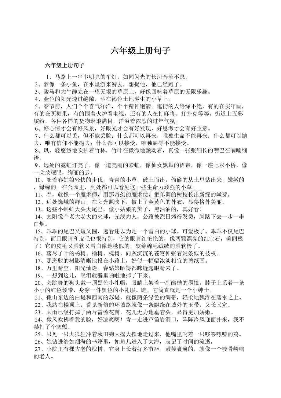 六年级上册句子文档格式.docx_第1页