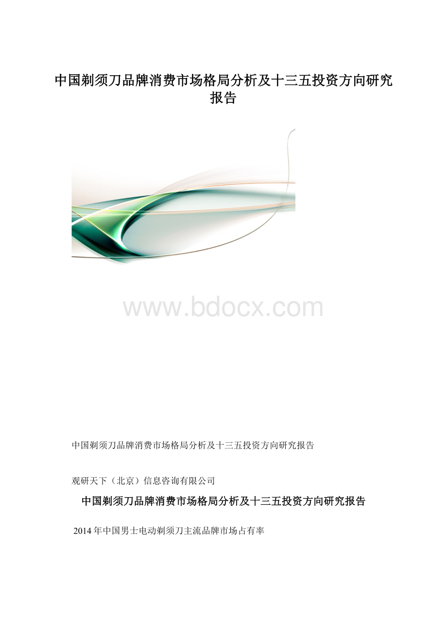 中国剃须刀品牌消费市场格局分析及十三五投资方向研究报告.docx