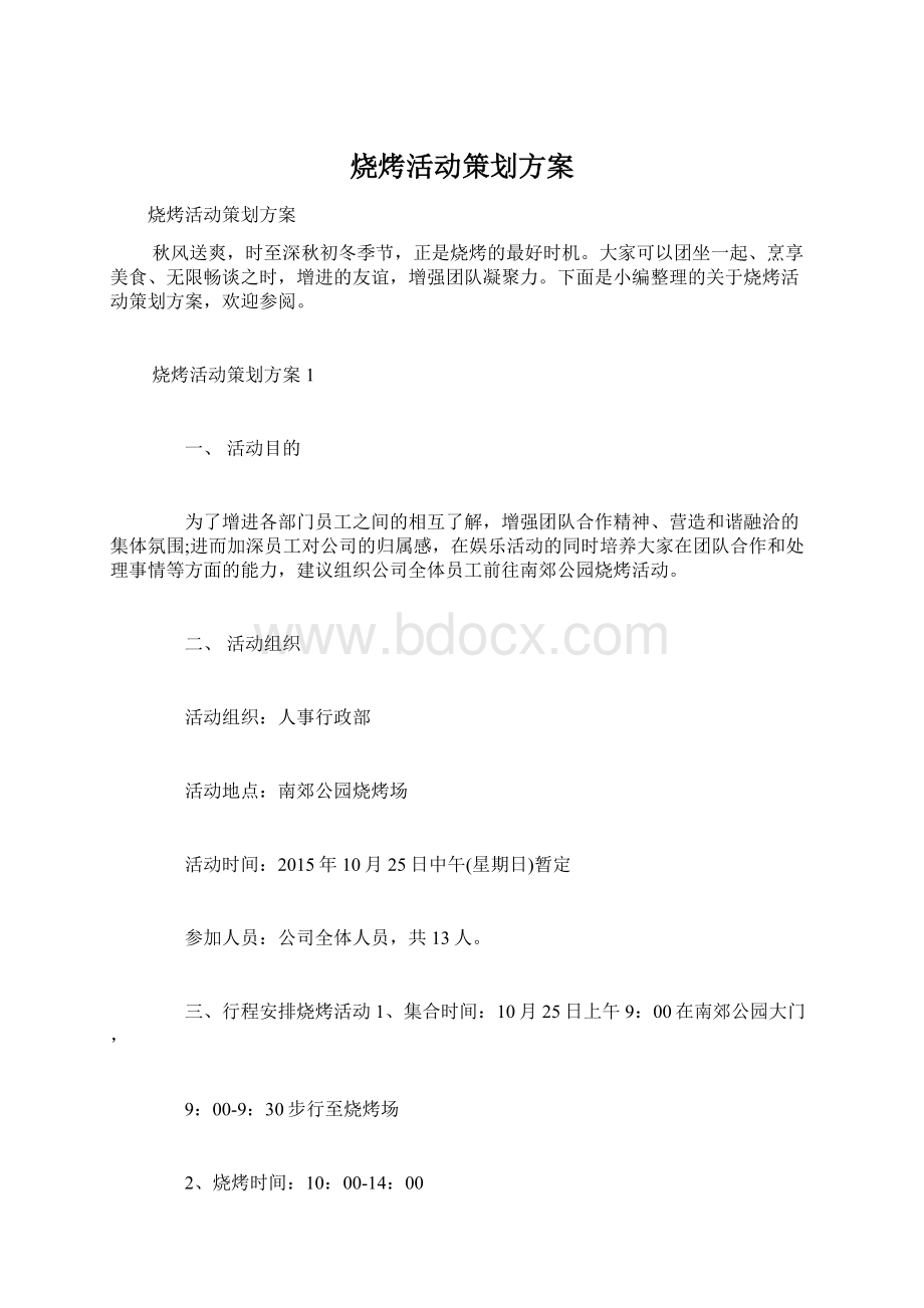 烧烤活动策划方案.docx