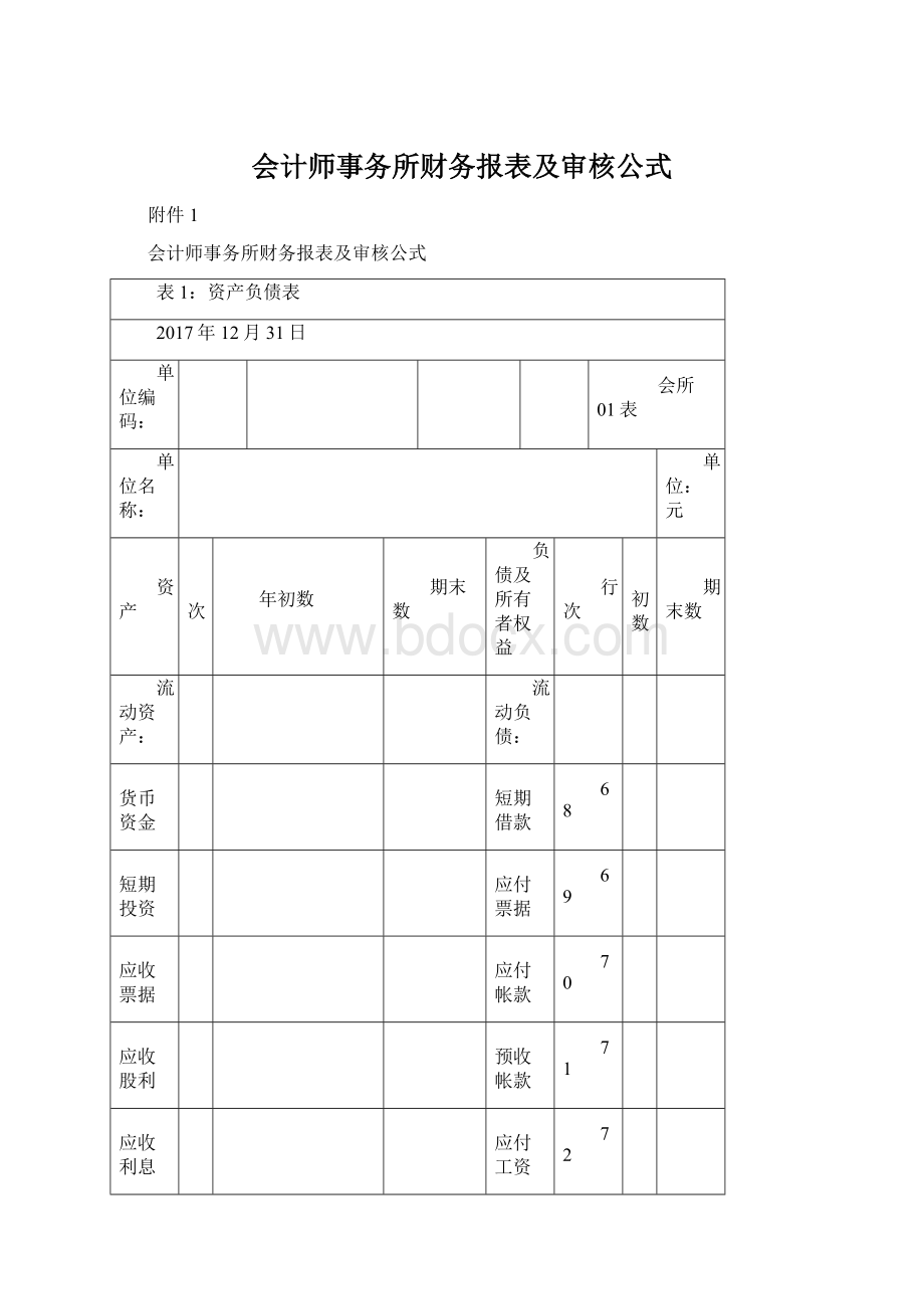 会计师事务所财务报表及审核公式Word下载.docx_第1页