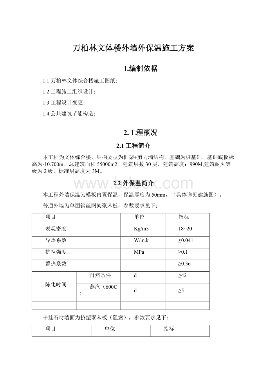 万柏林文体楼外墙外保温施工方案.docx_第1页