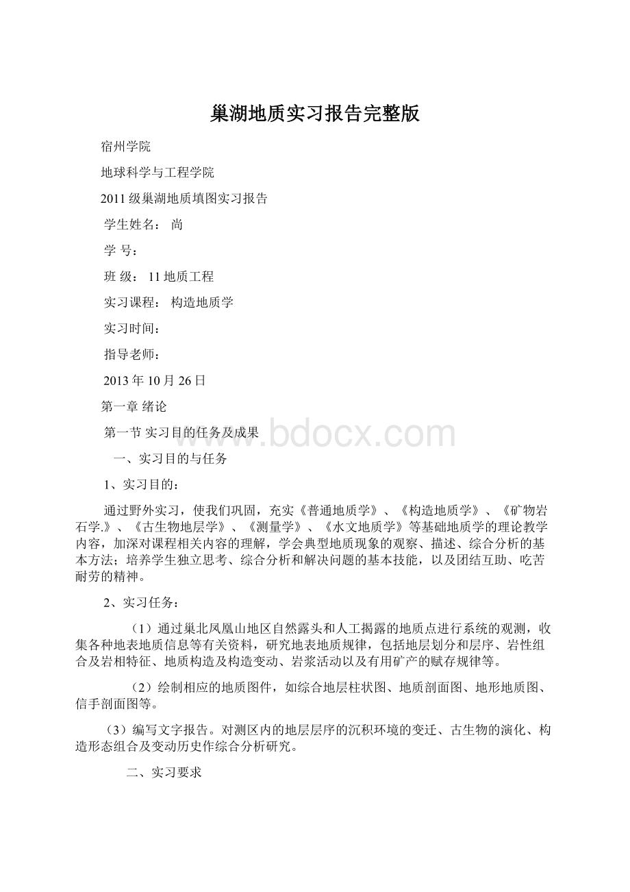 巢湖地质实习报告完整版.docx