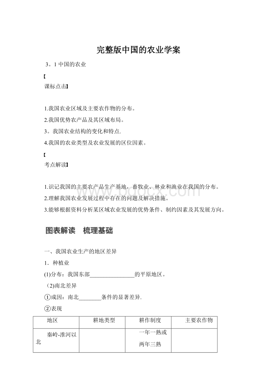 完整版中国的农业学案Word下载.docx_第1页